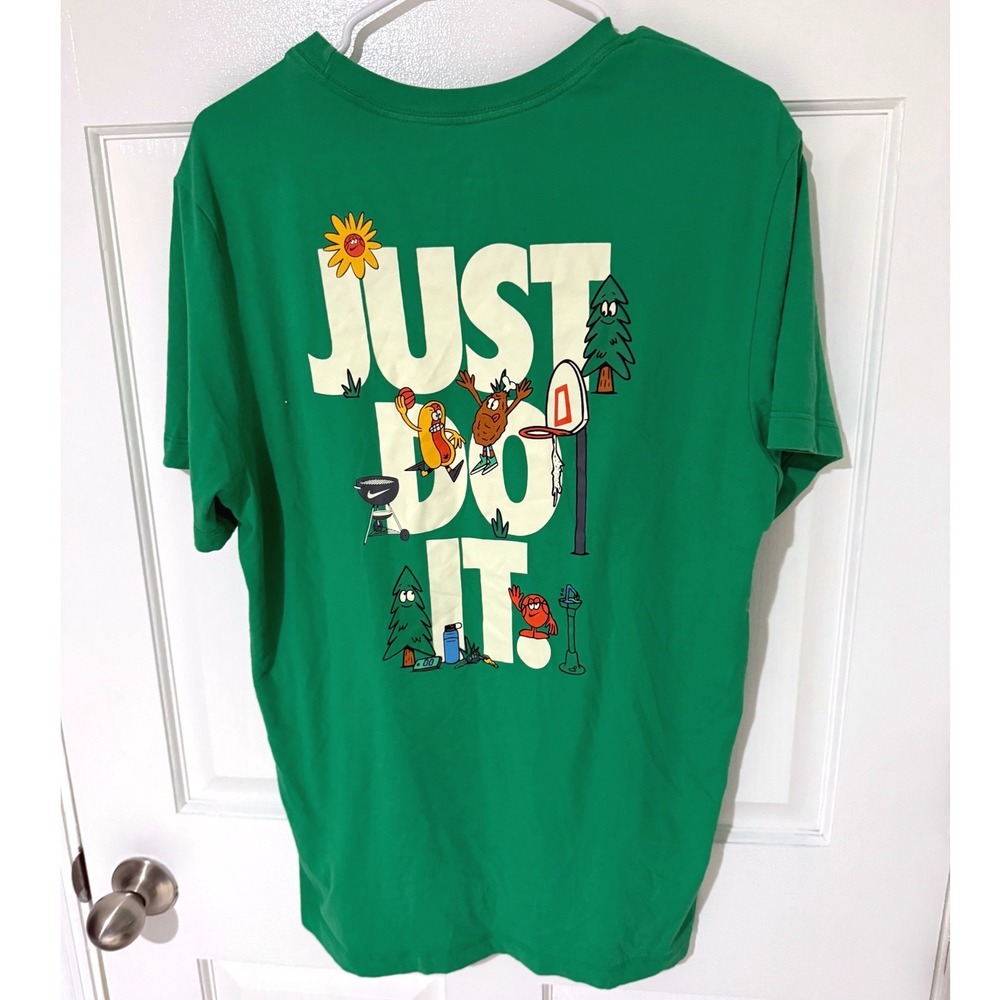 Nike Hoops Dept Just Do It Graphic T-Shirt Green Dri-FIT Womens Large